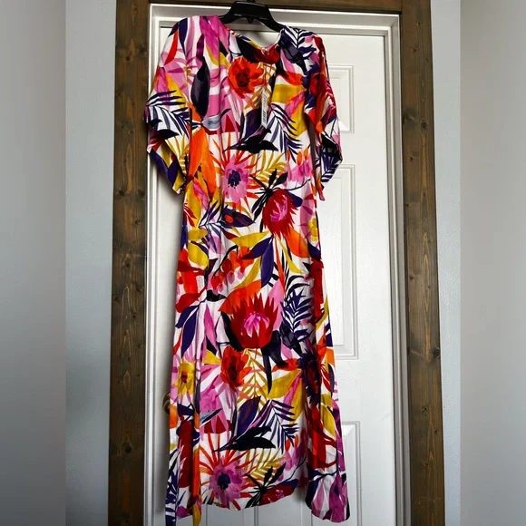 Frances Valentine Multicolor Floral Maxi Dress in Pink, Red, Orange & Yellow - Picture 2 of 5